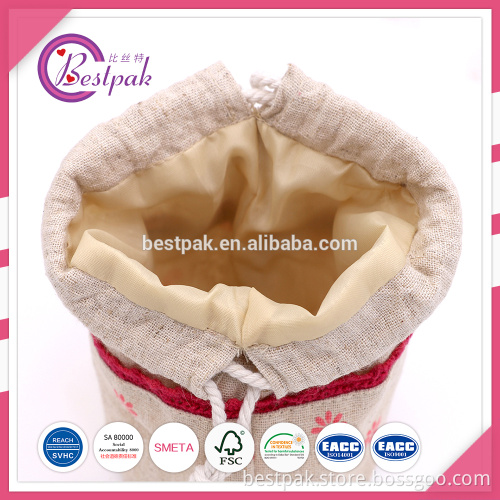 Stylish drawstring linen drawstring bag/pouch